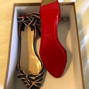Christian Louboutin grosgrain wrap around flats